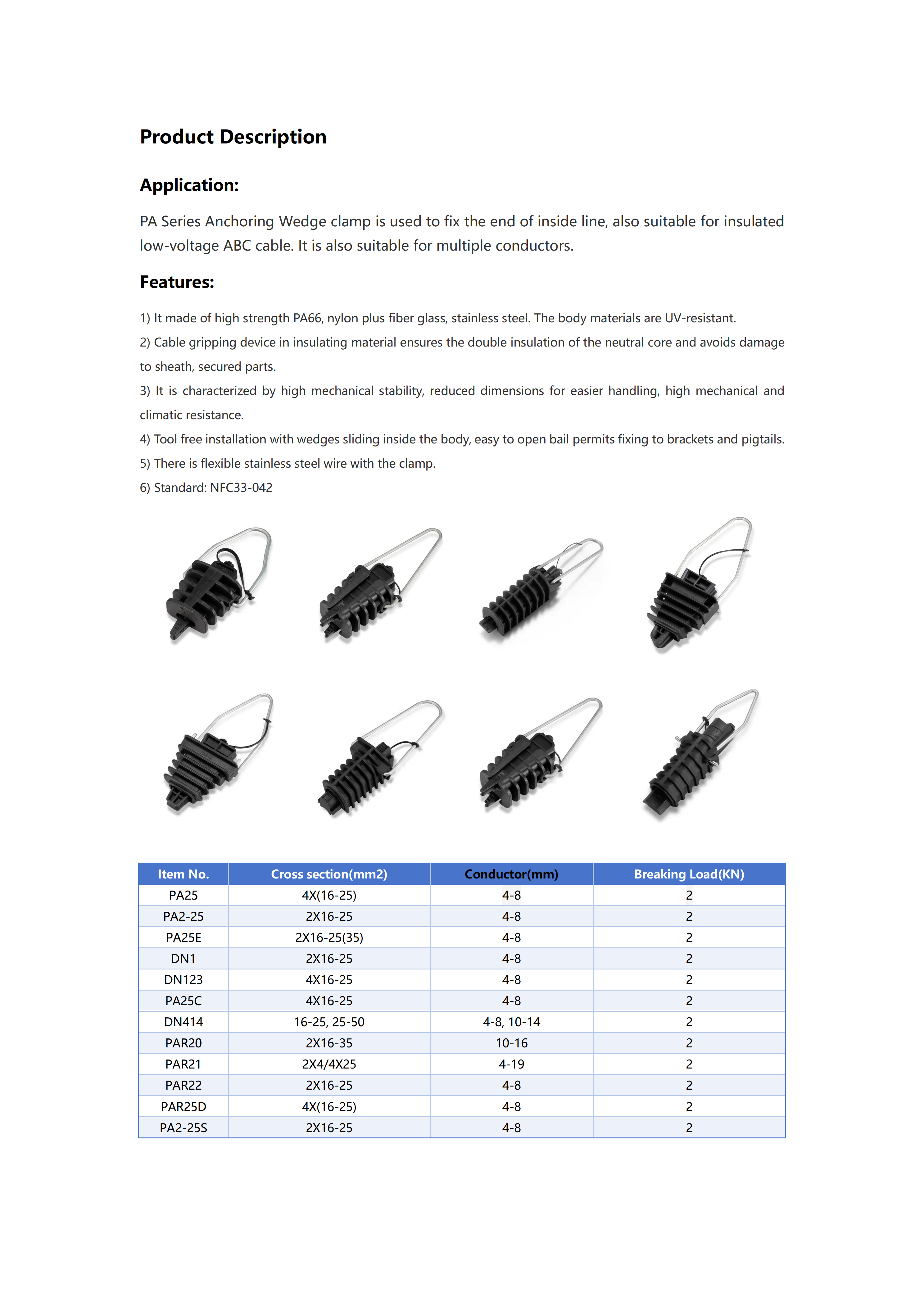PA-25D 2 Cores Anchor Clamp detail 1